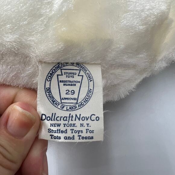 Vintage 1960's Dollcraft Laverne & Shirley Boo Boo Kitty Stuffed White & Red 20" - Picture 8 of 10